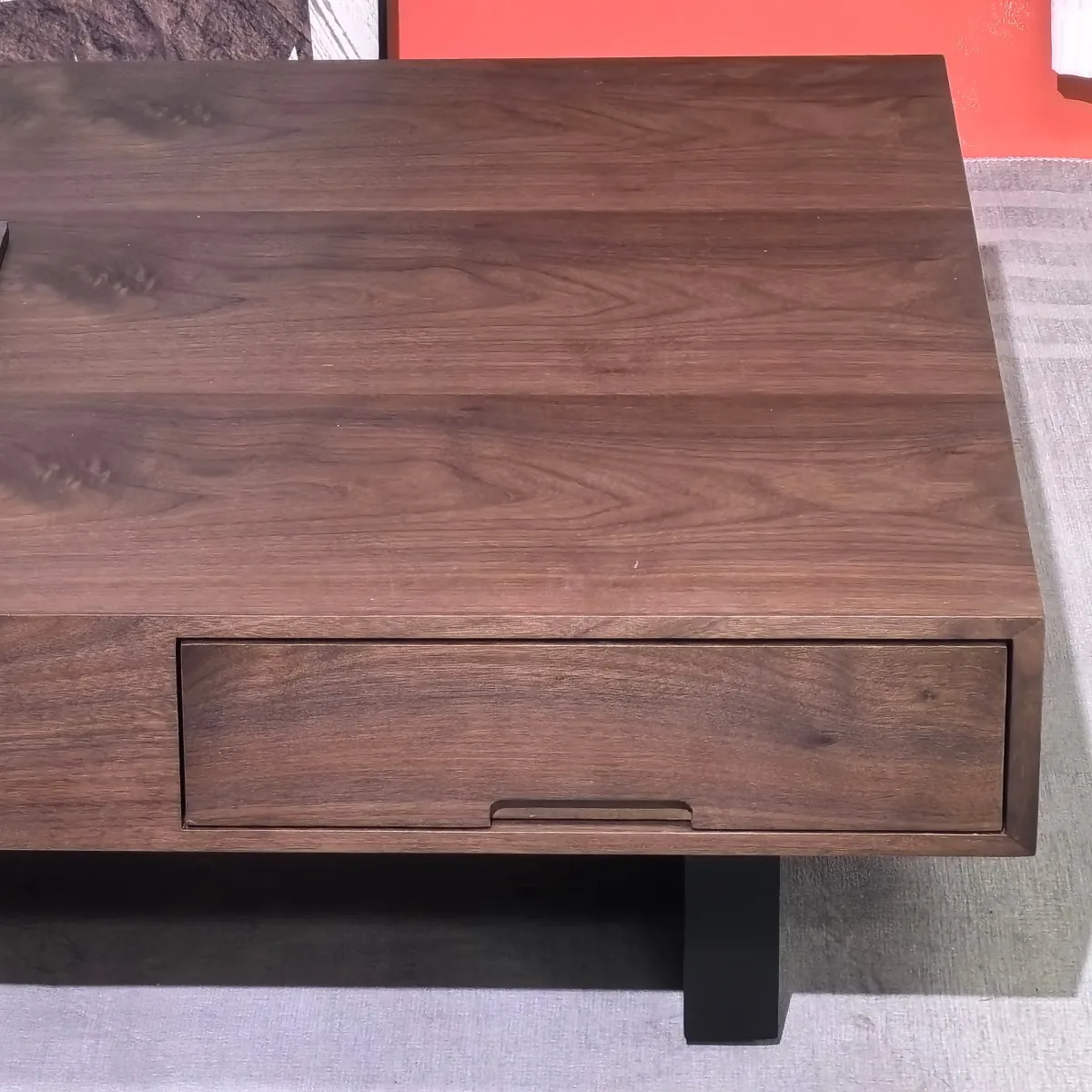 طاولة قهوة مربعة إيطالية بسيطة لغرفة المعيشة، طاولة قهوة بنمط خشب الجوز #3