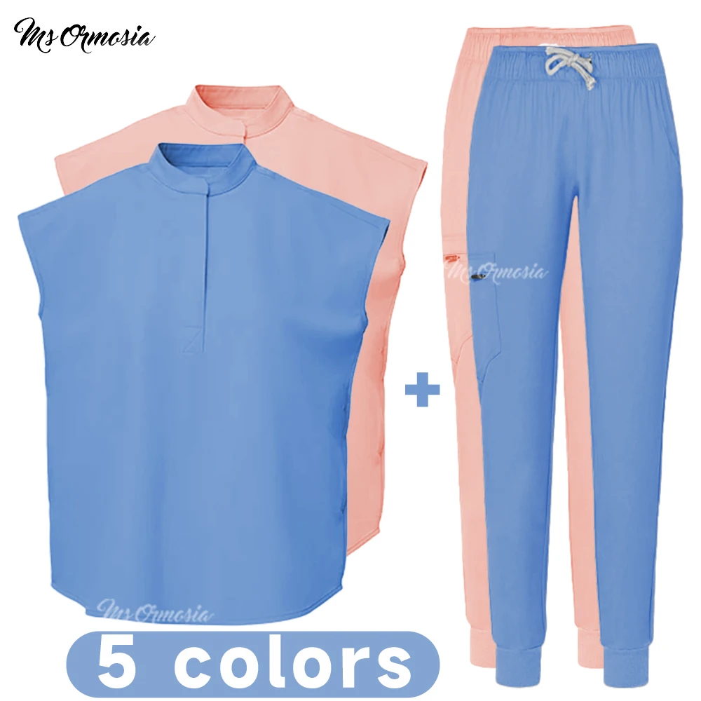 Medical Uniform Elastic Scrub Suit Hospital Surgical Scrubs Top Pants Nurse Nursing Workwear Doctors Clothes Medical Uniform Set