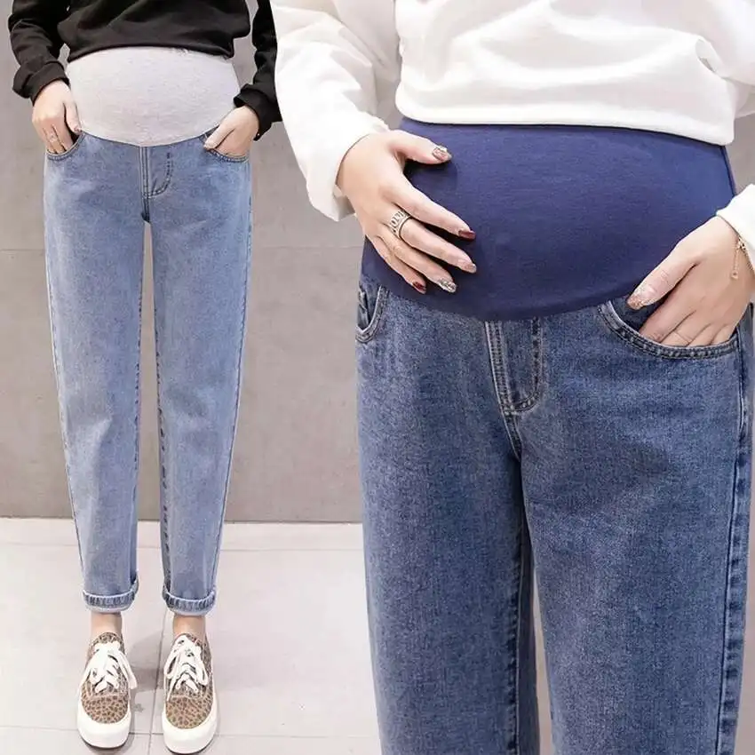 

Pregnancy Abdominal Pants Boyfriend Jeans Maternity Pants For Pregnant Women Clothes High Waist Trousers Loose Denim Jeans
