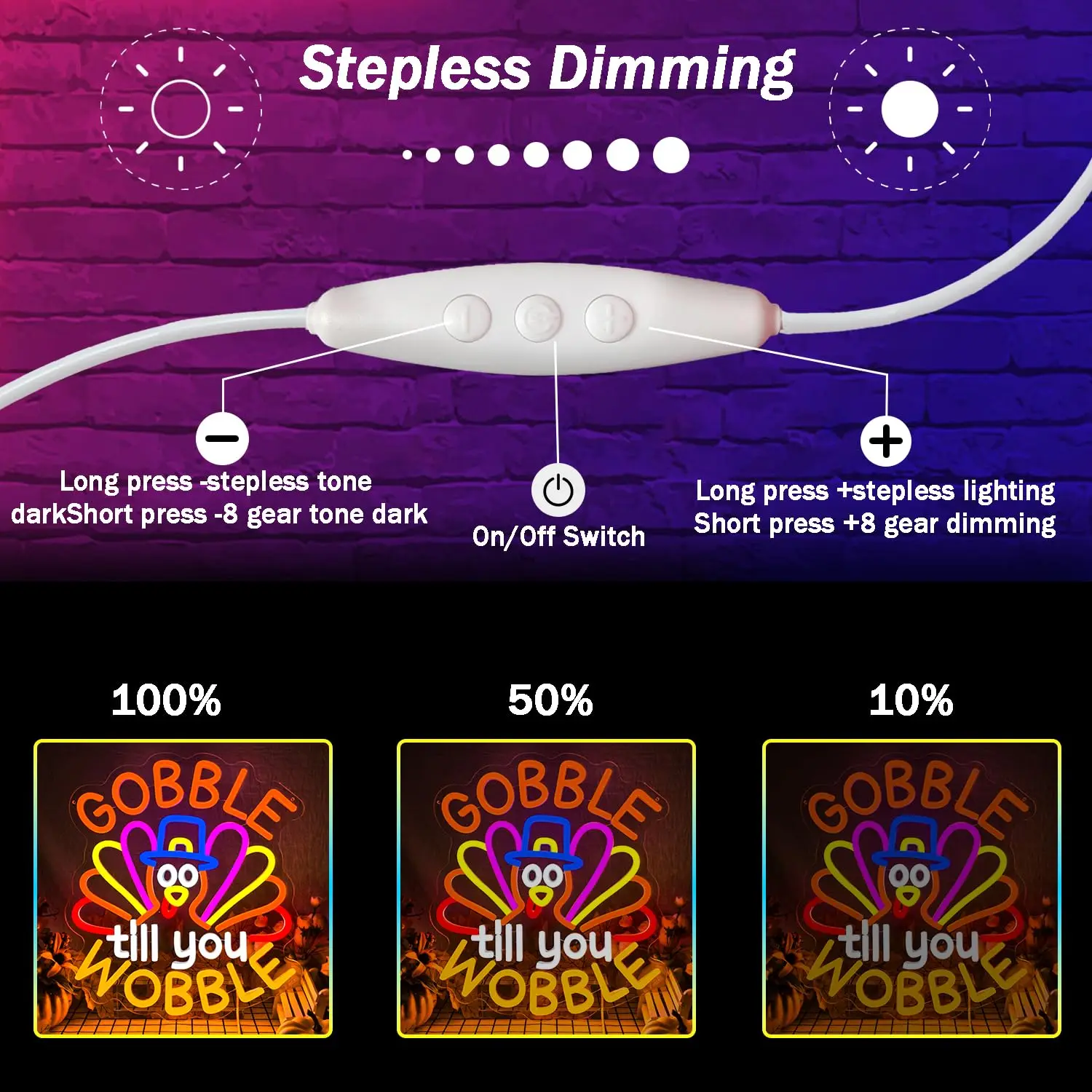 تركيا Gobble حتى أنت تمايل LED النيون تسجيل لديكور الحائط عكس الضوء الشكر ضوء ديكور المنزل الخريف الاطفال هدية عيد #5