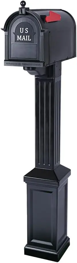 

Набор для установки почтового ящика, большой уличный почтовый ящик, прочный пластик, простая установка, флаг в комплекте, черный цвет