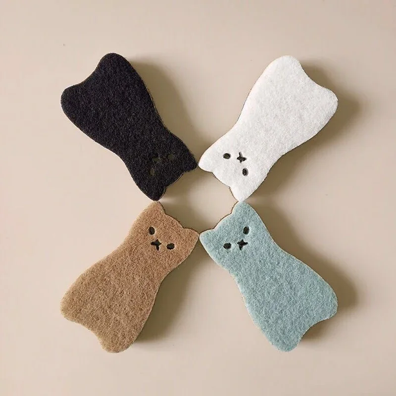 

4pcs/set Dishwashing Sponge Cute Cat Dishcloth Kitchen Bathroom Cleaning Scouring Pad Brush Pot Mirror Glass Cleaning Wipe Tool