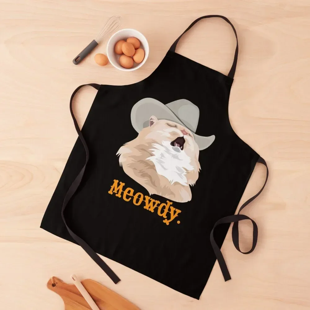 

Meowdy Singing Cat Wearing a Cowboy Hat Meme Apron Household Items Useful Kitchens Accessories for home useful pieces Apron