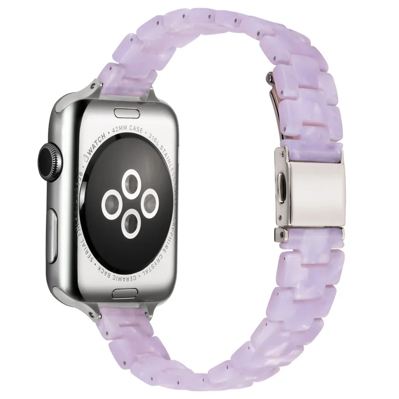 Slim Resin Band For Apple Watch 38mm 42mm 40mm 44mm 41mm 45mm 49mm Women Strap For iWatch Series 6 5 4 Se 3 9 8 7 Strap Correa