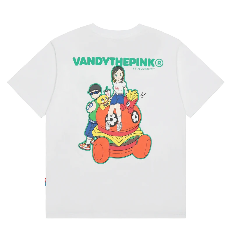 

2024 Summer Fashion New Vandy The Pink Short Sleeve Cartoon Letter Logo Print Roundneck Tops VANDYTHEPINK T-shirts Streetwear