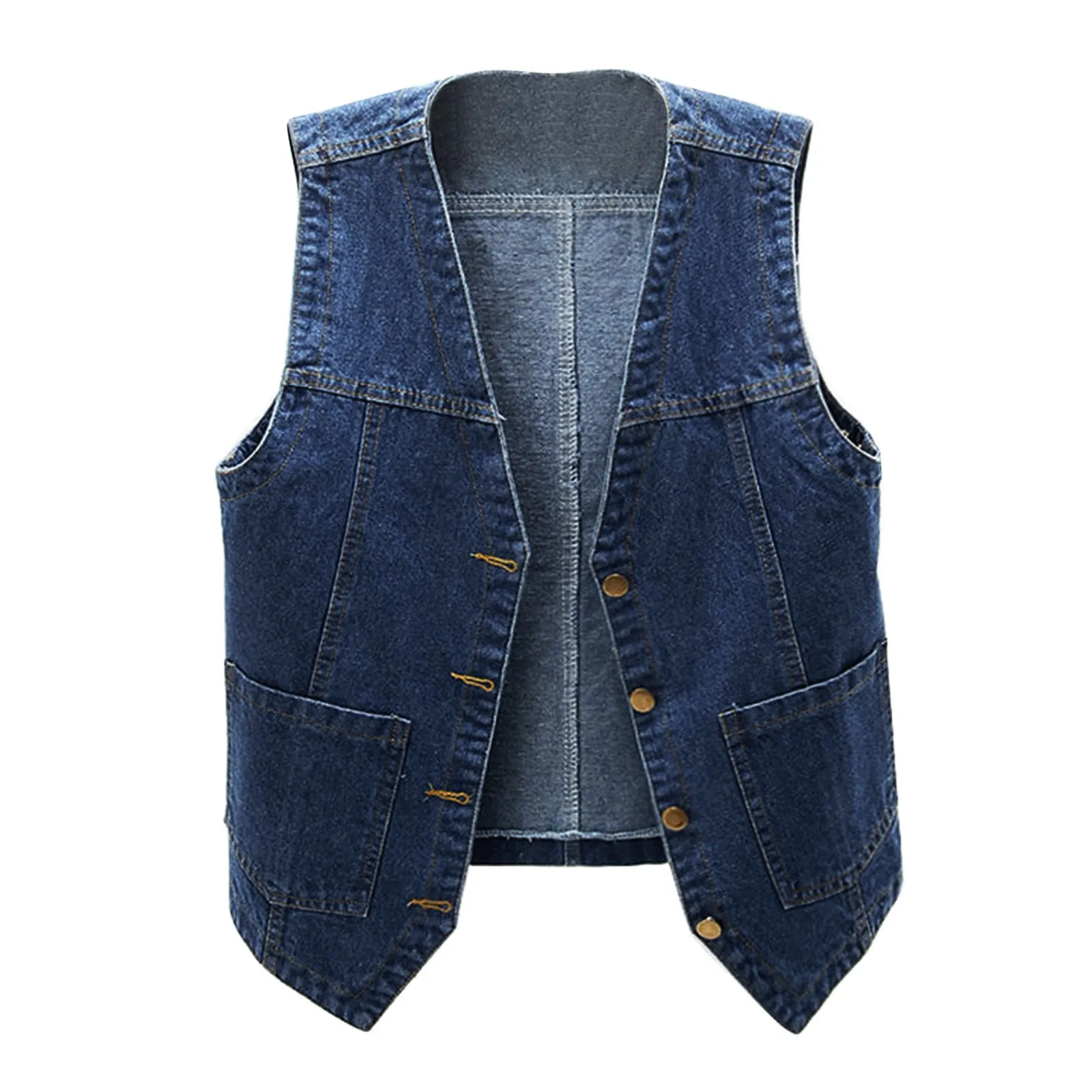 

Ladies Sleeveless Jean Vests V Neck Button Down Denim Jackets With Pockets Loose Casual Fashionable Vest Coats For Women