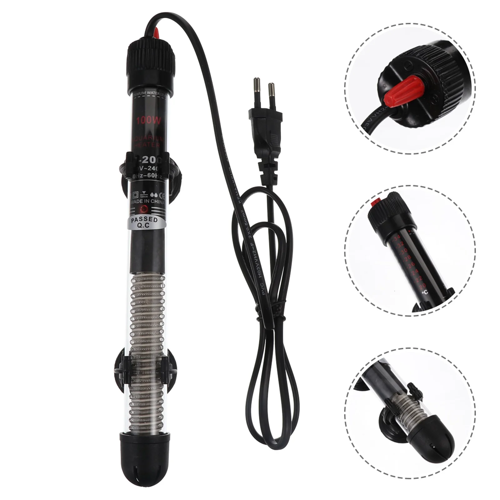 

Constant Temperature Heating Rod 100W Adjustable Explosionproof Glass Aquarium Heater For Fish Tank Stable Water