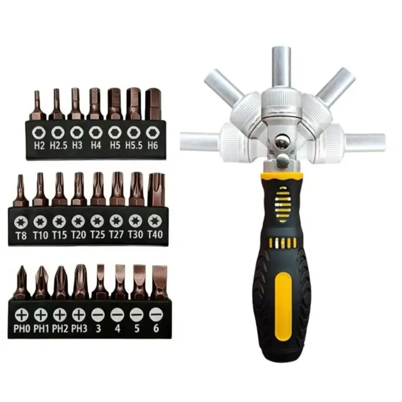 

A25F-Dual Way Ratcheting Screwdriver Set For Home Appliances Furniture Hand Repair Tool Magnetic Multi-Function