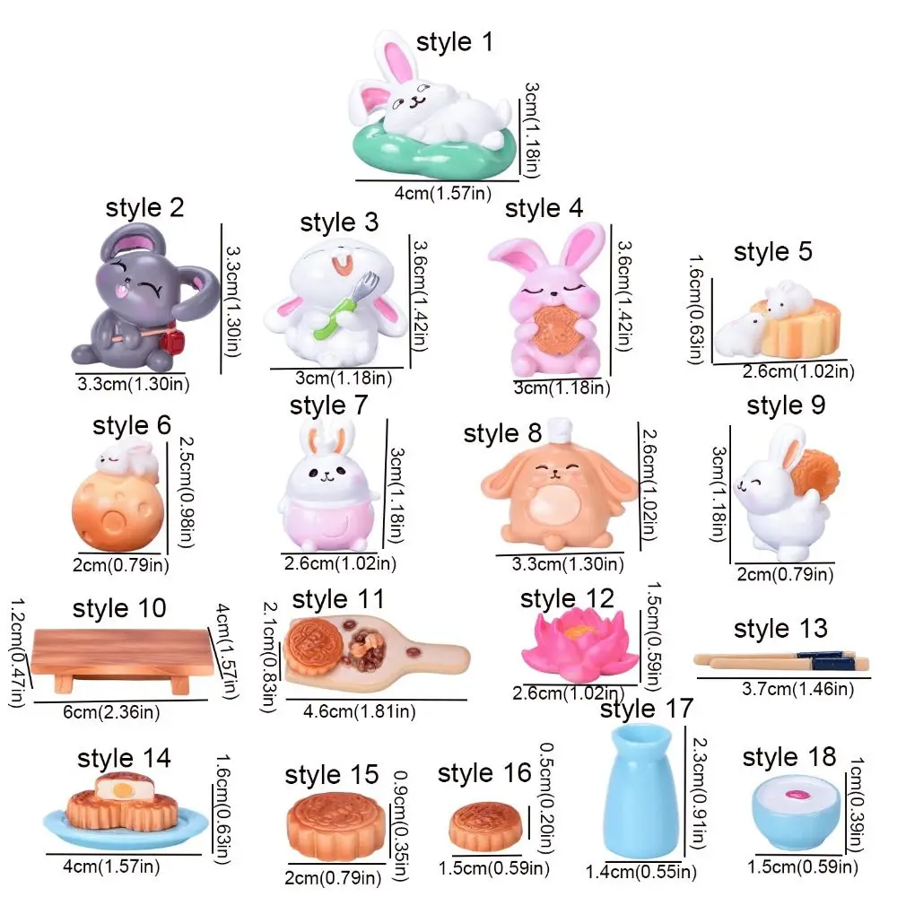 크리 에이 티브 미니 토끼 Mooncake 인형 만화 수지 중추절 토끼 인형 귀여운 달 케이크 장식 요정 정원