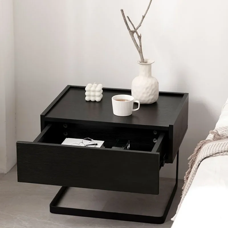 

Nordic Women Nightstand Table Minimalist Black Narrow Drawers Bedsides Table Space Saving Small Szafki Nocne Hotel Furniture