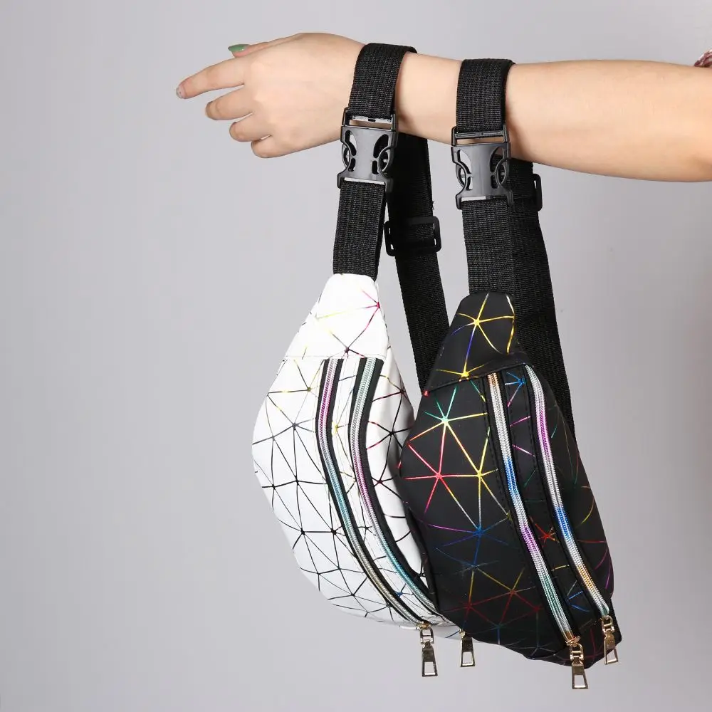 Fashion Geometric Patterns Wallet Bag Women Waist Packs Fanny Pack Pouch Hip Purse Satchel Laser Belt Bags