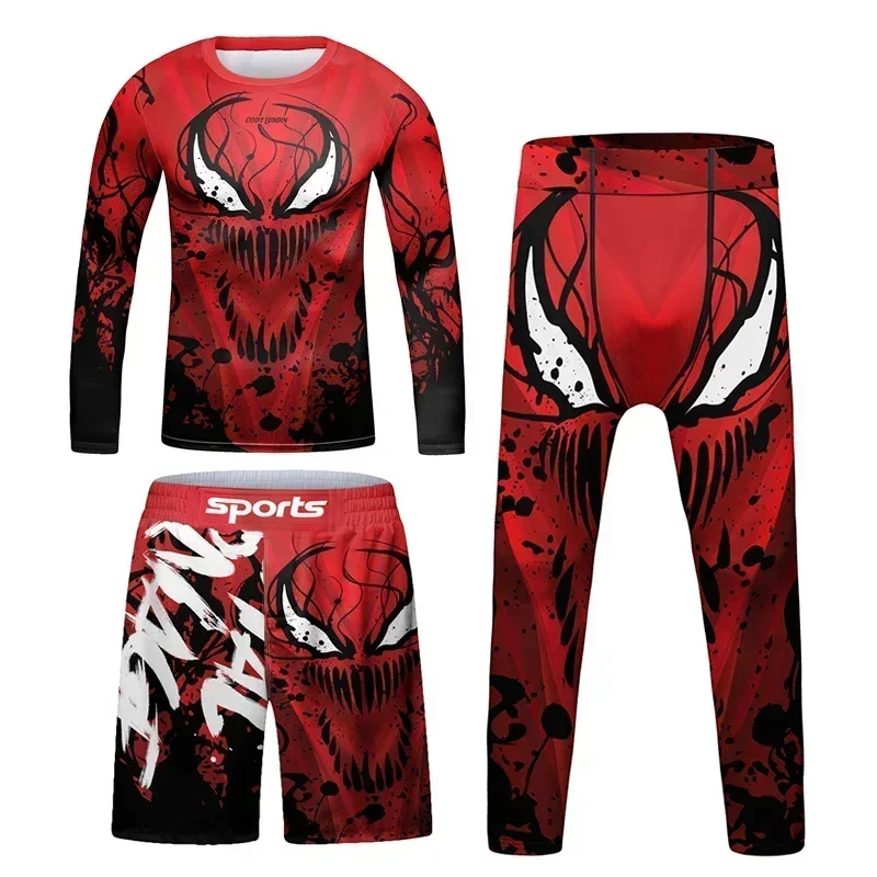 Kids MMA BJJ Tracksuit Jiu Jitsu Rashguard Quick Dry Training Gym Clothing Boys Boxing Suit Children 4PCS Running Set Sportswear