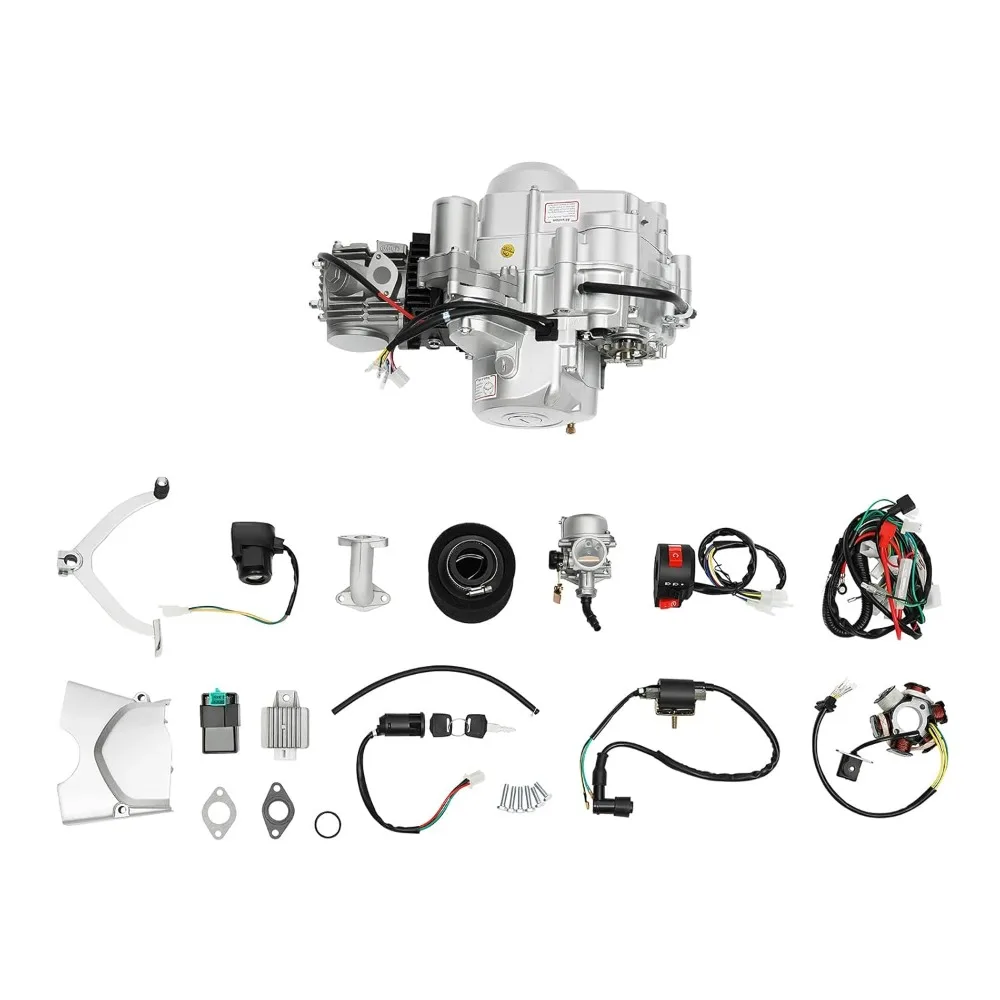 125cc 4-Stroke Semi Auto Engine Motor 4 Speed CDI Engine W/Reverse Single Cylinder Air-Cooling Motor Fit Pit Atv Go Kart