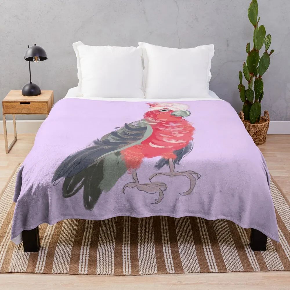 

Galah on lavender purple, Pink parrot, rose breasted cockatoo Throw Blanket Giant Sofa Fashion Sofas Blankets