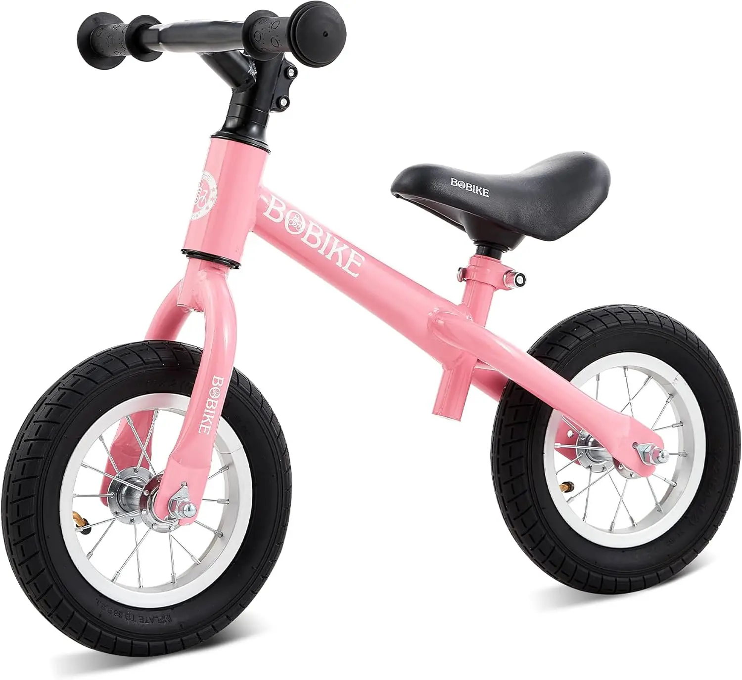 Criança equilíbrio bicicleta com pneus de borracha infláveis, crianças empurrar bicicleta brinquedos, 18 meses a 4 anos meninos e meninas ajustáveis