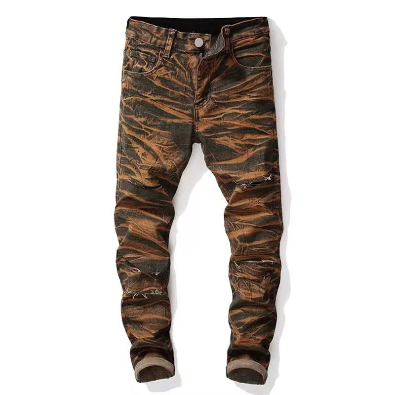 EH·MD® 3D Texture Camouflage Jeans Men's High Street High-end Pure Cotton Zipper Personalized Stretch Comfortable Pants 2020 New