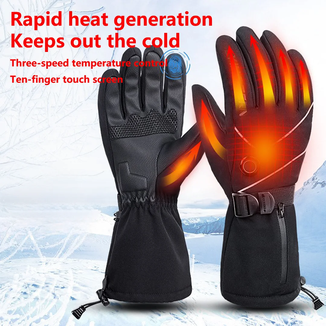 Winter Gloves For Men Snowboard 4000mah Women Touchscreen USB Heated Gloves Camping Hiking Skiing Motorcycle Gloves