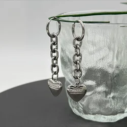 Stainless Steel Tassel Heart Dangle Earrings Ribbon Bow Charm Hoop Earrings for Women Y2K Punk Emo Earrings Grunge Jewelry