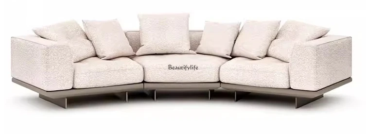 Italian Minimalist Fabric Sofa Three-Seat Straight Row Living Room Sofa Furniture