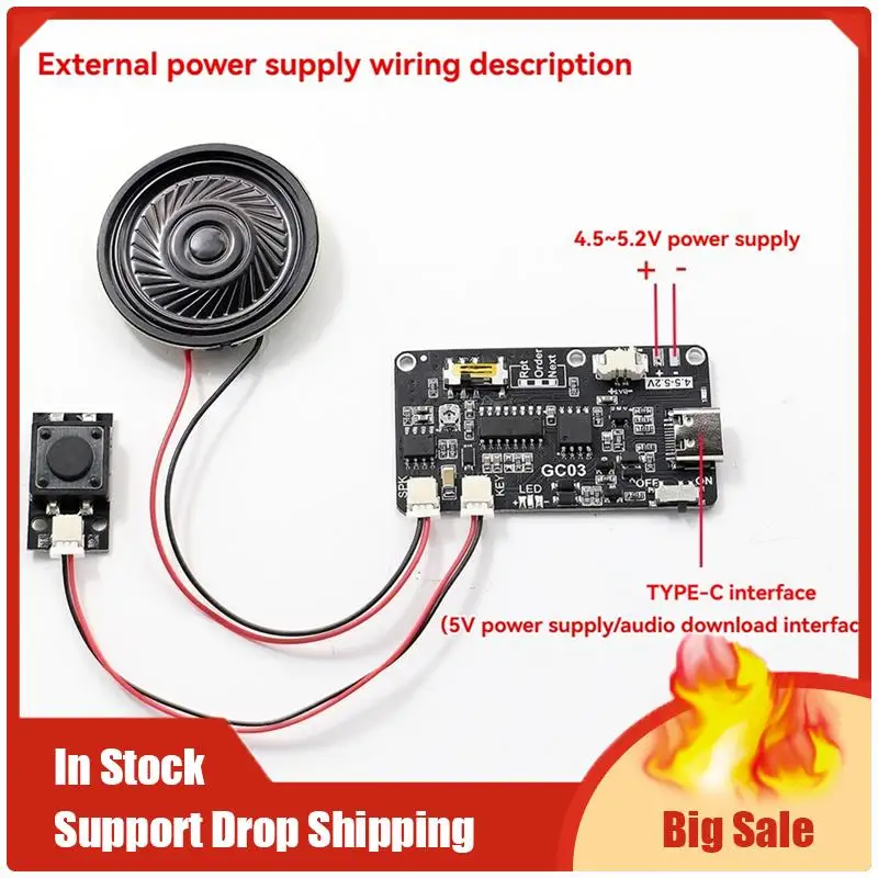 Mejores OFERTAS Módulo de sonido grabable con MP3 descargar TYPE-C para caja de regalo Tarjeta de cumpleaños de Navidad cubierta de música pared B