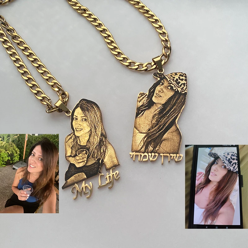 

Stainless Steel Customized foto personalizado Name Text Necklaces Woman Man collares para mujer Cuban Chains Pendant Necklace