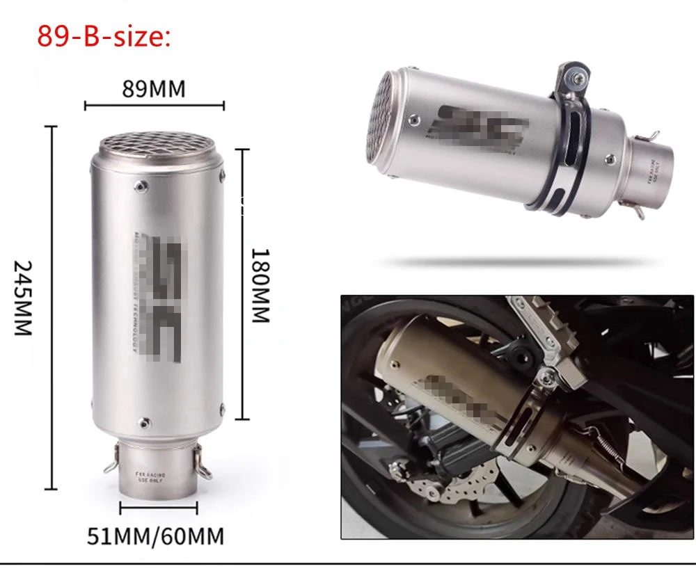 

For MT07 R1 ER6N CBR250R Motorcycle Exhaust Modified Muffler Pipe Scooter Pit Bike Dirt Motocross for Nmax Tmax530 Msx125