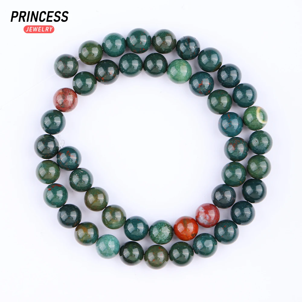 A ++ Natural Indian Blood Stone Heliotrope 4 6 8 10mm perline sciolte per gioielli che fanno braccialetto all'ingrosso perline di pietra Accessori fai da te