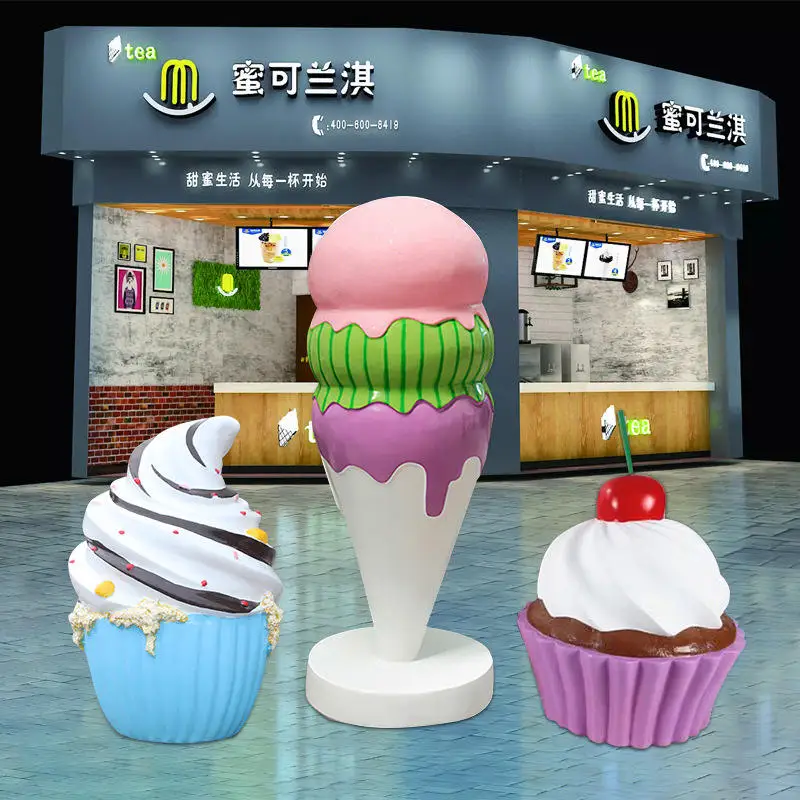 ATV&UTVFiberglass Figurine Candy Party Decorations Props Ice Cream Cone Gresouice/ice Cream Store Fiberglass Ice Cream Cone Donu view 5