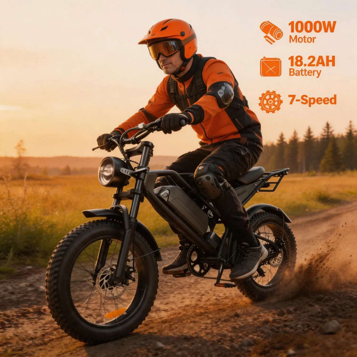 20" Fat Tire Mountain Ebike for Adults,1000W Brushless Motor Throttle 48V 18.2Ah Removable Battery,62 Miles Long‑Distance Range,22MPH Top Speed,Hill‑Climbing Rugged Terrain,NFC Keyless,Hydraulic Disc Brake,USA Stock 1‑5 Days Fast Shipping