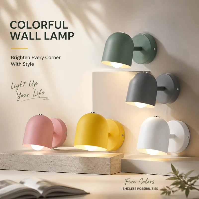 Nordic Matte Wall Lamp Dome Metal Shade Wall Sconce Simple Wall Mounted Light for Entryway Bathroom Living Room Indoor Decor