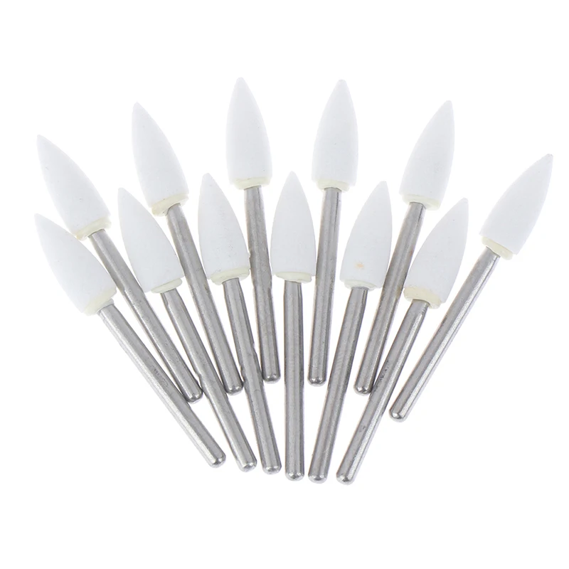 12pcs / Set Dental White Polishing Stones Flame Cone shape burs Arkansas Stone Bur Fit For High Speed Handpiece view 4
