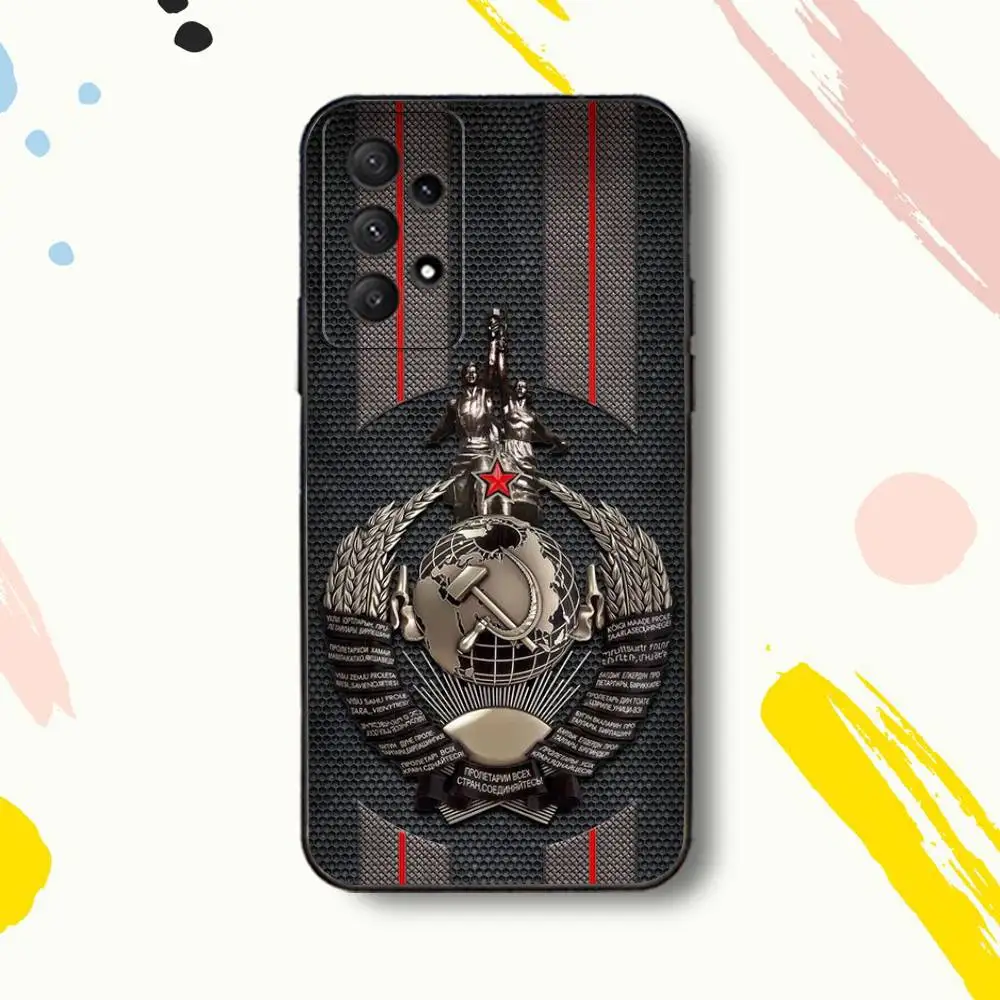 CCCP Casing Ponsel Faith U-USSR Rusia untuk Samsung Galaxy A 80,72,73,91,53,22,51,52,5G,Plus,J,Note Sampul Hitam Lembut