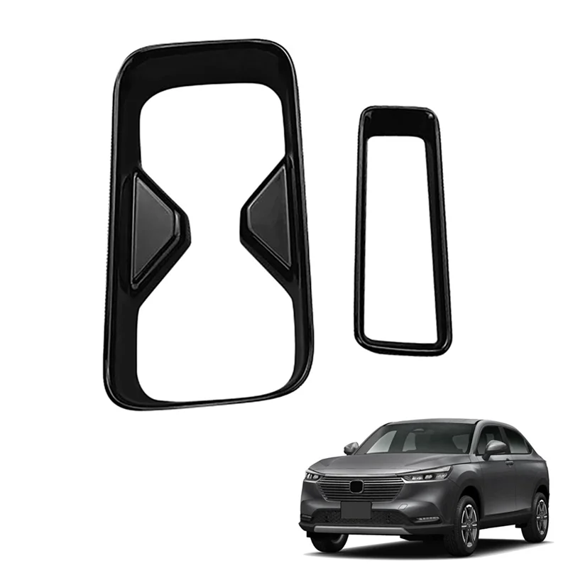 2 pçs console central do carro suporte de copo de água decoração capa guarnição adesivos peças para honda hrv HR-V vezel 2021-2023 preto brilhante