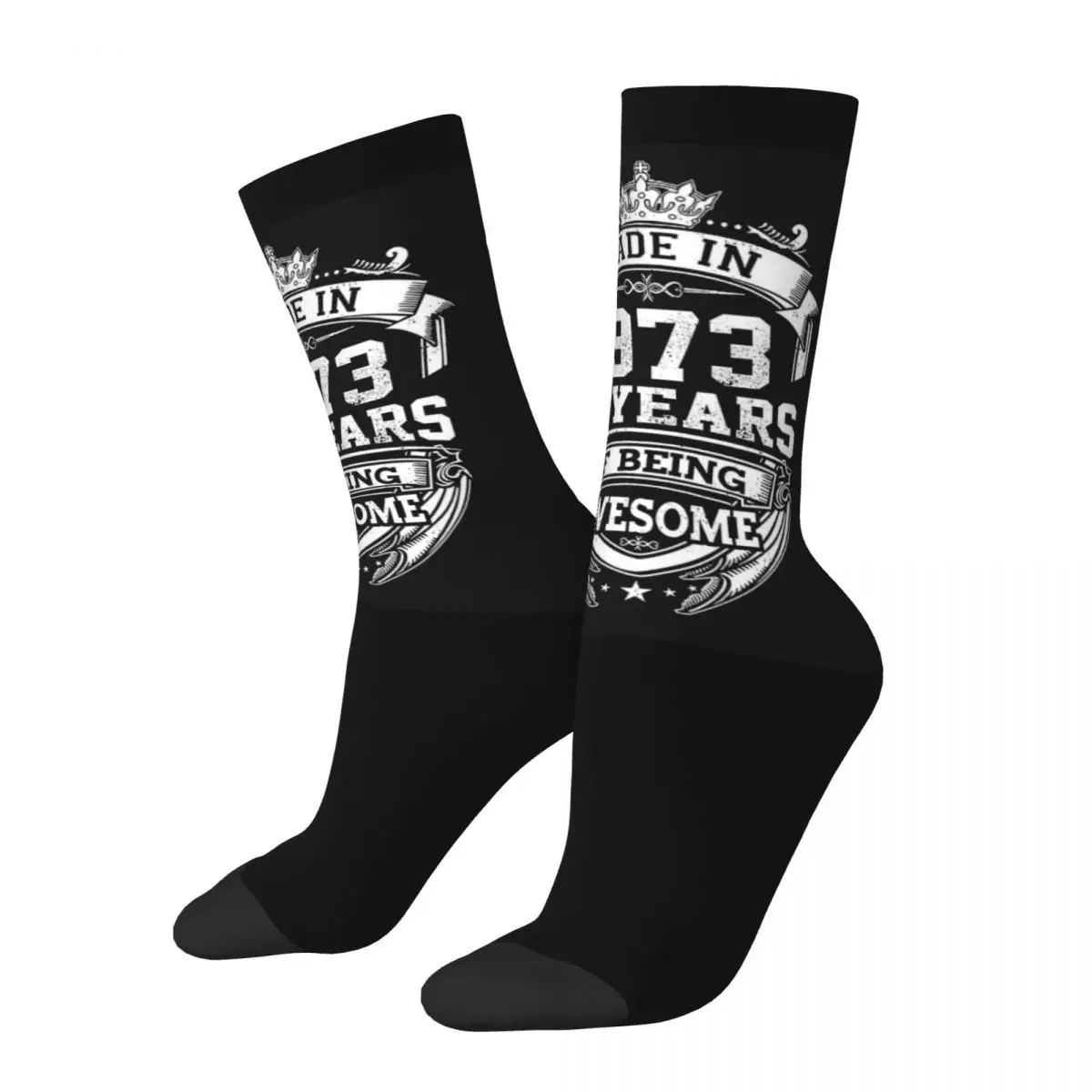 

Born In 1973 50th Birthday Socks Harajuku Absorbing Stockings All Season Long Socks Accessories for Unisex Birthday Present