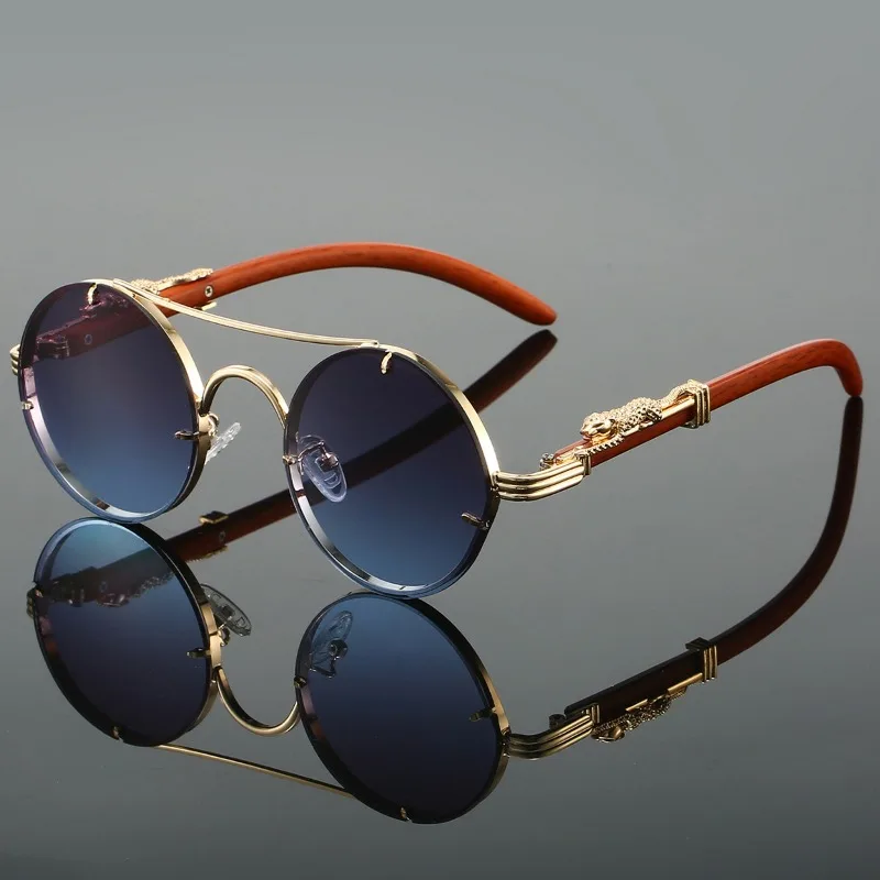Popular Round Sunglasses Men Fashion Double Bridge Multicolor Shades Women Retro Trendy Brand Luxury Design Sun Glasses view 3