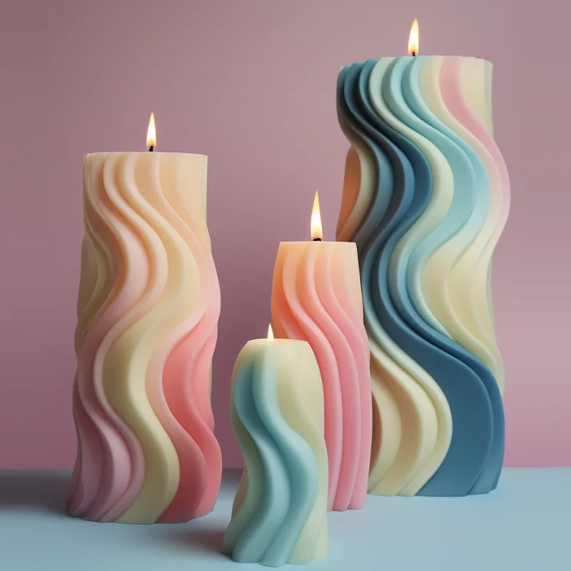

New Wave Cylindrical Candle Silicone Mold Spiral Geometric Shape Twisted Stripe Aromatherapy Candle Resin Gypsum Mold