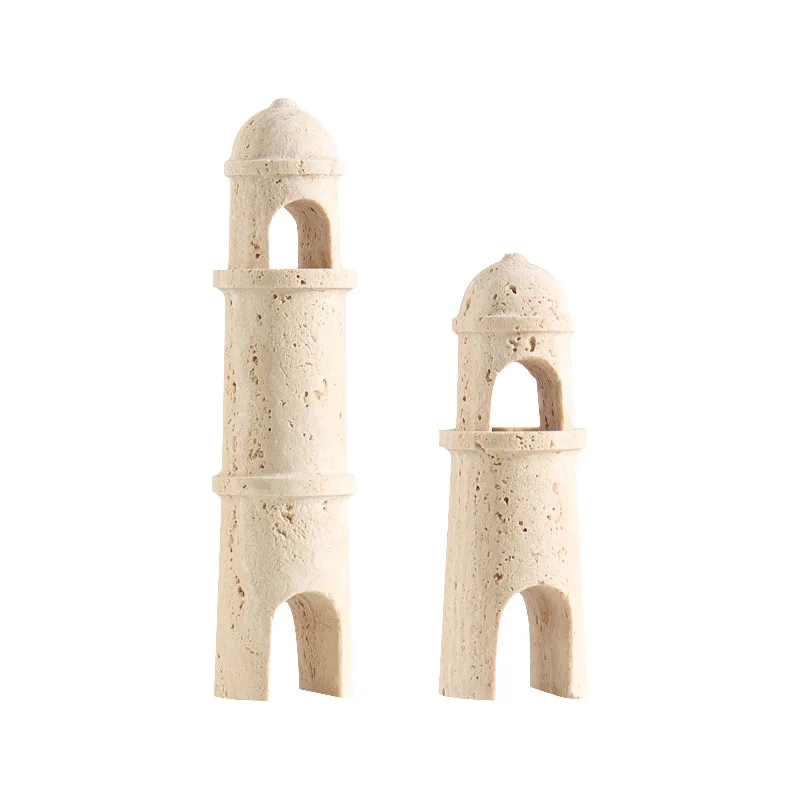 Creative medieval yellow cave stone castle ornament soft decoration model room living room coffee table table marble arch jewelr