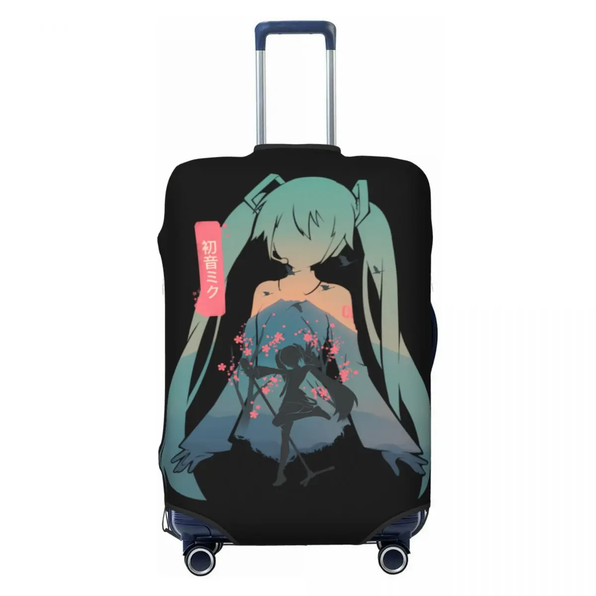カスタム初音ミク-vocaloid-ロックアニメスーツケースカバー-洗える荷物カバー-プロテクター-18-32インチ用