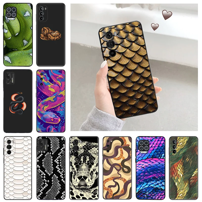 Soft Cases for Motorola Moto G52 G60 G73 G72 G53 G32 G22 G71 G51 G50 G31 30 Colorful Snake Skin Python Phone Case G9 Power Cover