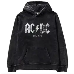 Hip hop ACDC band 1981 Rock Band Tokyo concert commemorative edition men's metal punk made old printed washed hoodie hoodie