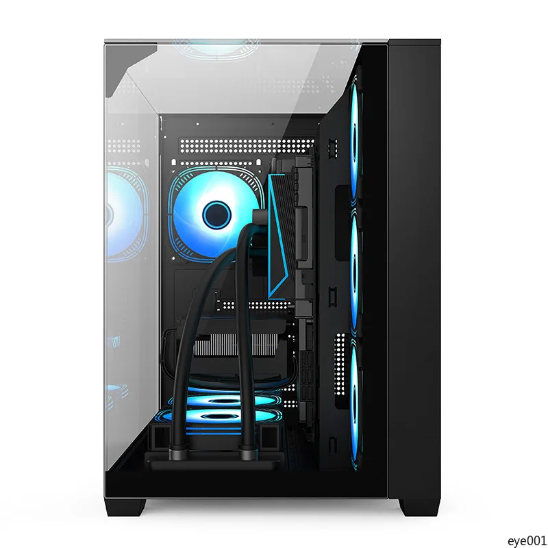ATX Mid-Tower Mini PC Case Tempered Glass Side Panel Support Water Cooling & Back Cable Management Gaming Chassis