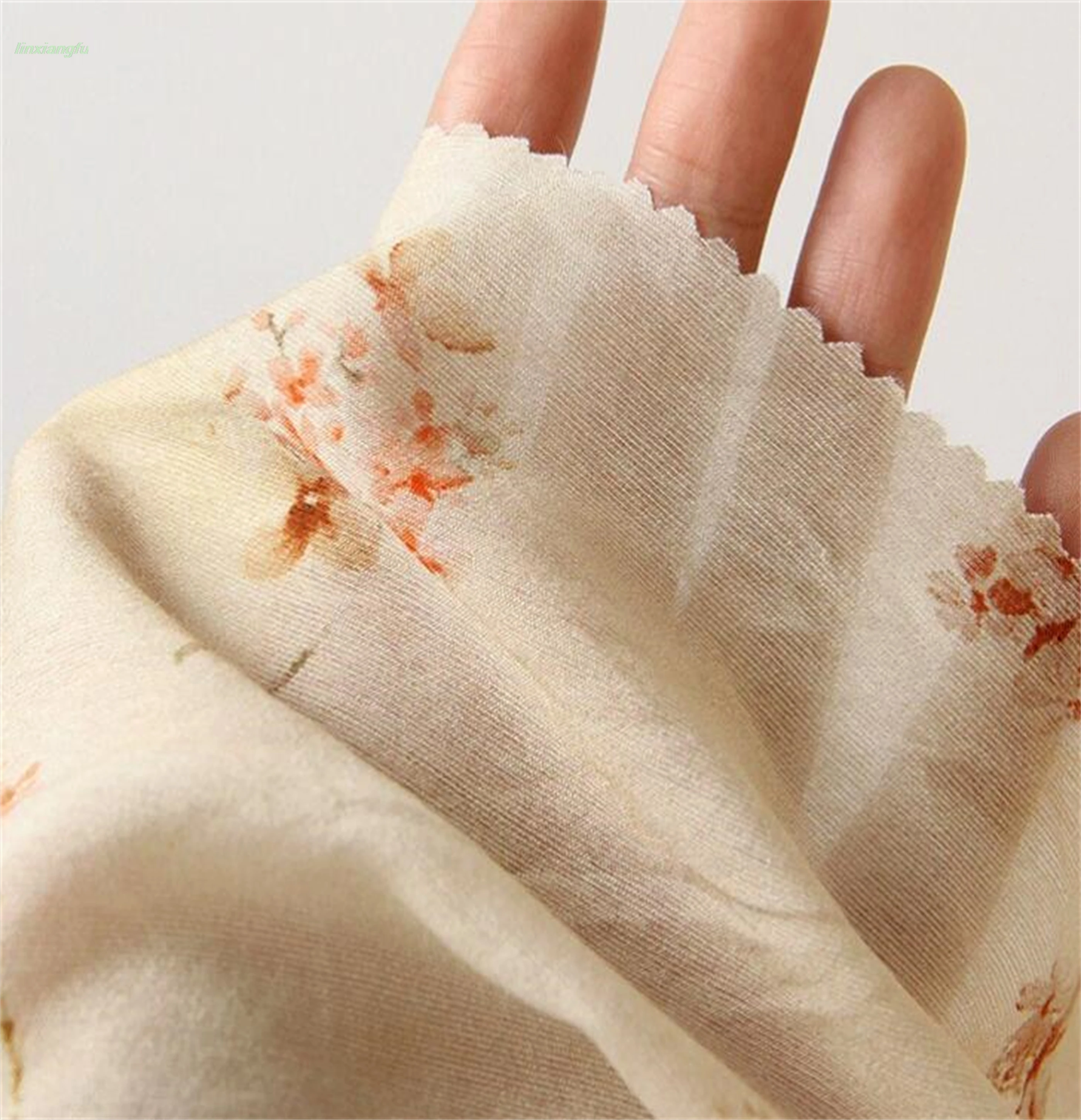 Plant dyed silk and linen slightly wrinkled hanging fabric,soft long robe Hanfu printed  fabric,dress cheongsam fabric