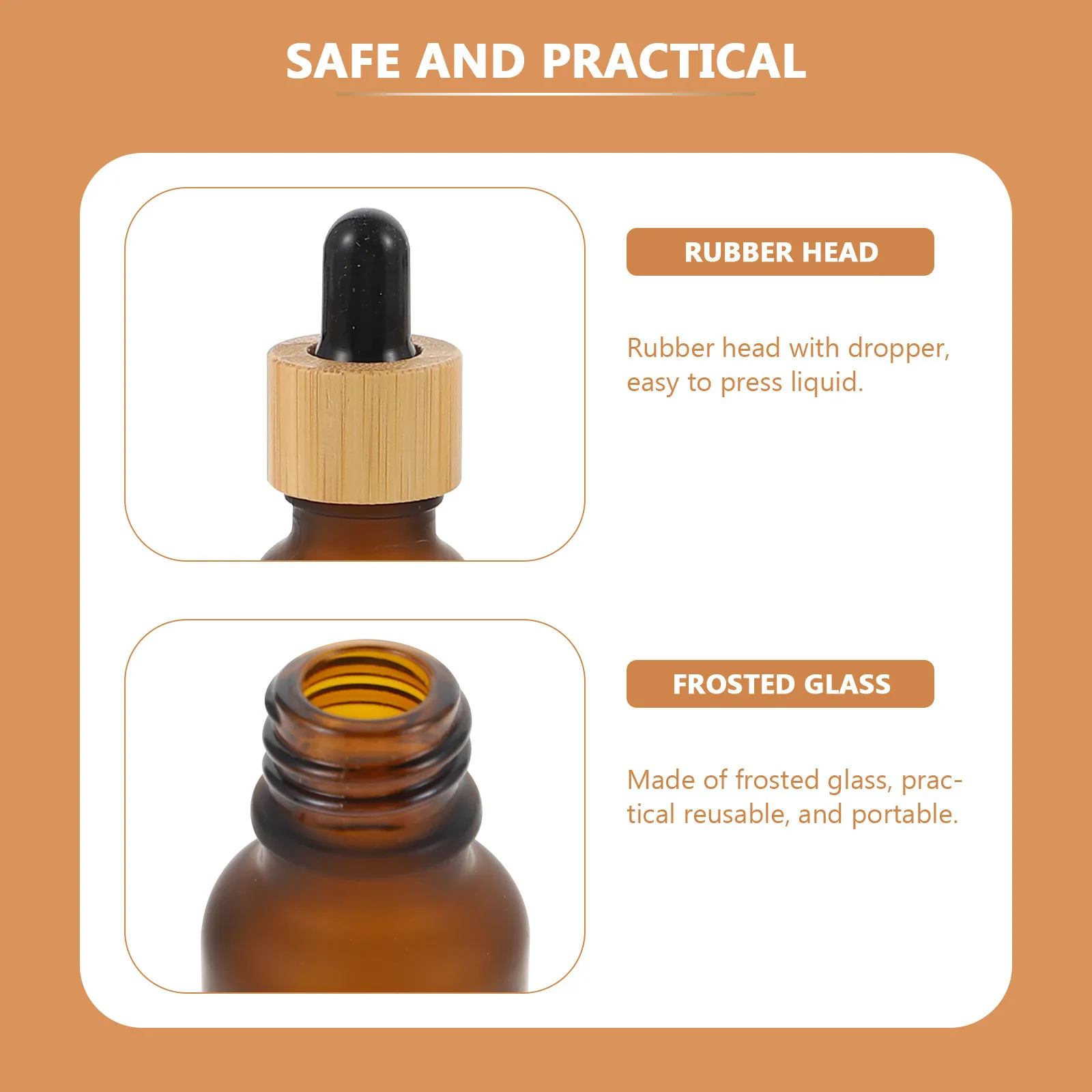 6Pcs Frosted Glass Dropper Bottle Essential Oil Container Small Space Saving Travel Bottle for Perfume Lotions Oil