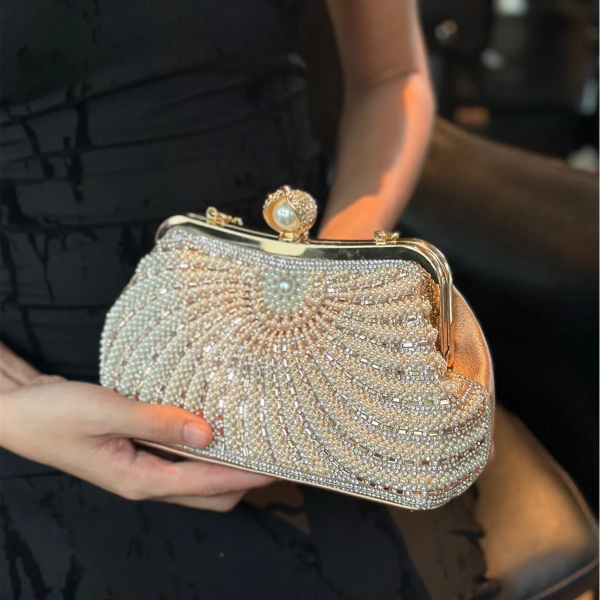 حقيبة عشاء لؤلؤية مع حقيبة متخصصة للنساء حقيبة يد شيونغسام فستان بمزاج المشاهير حقيبة مربعة صغيرة محمولة #2