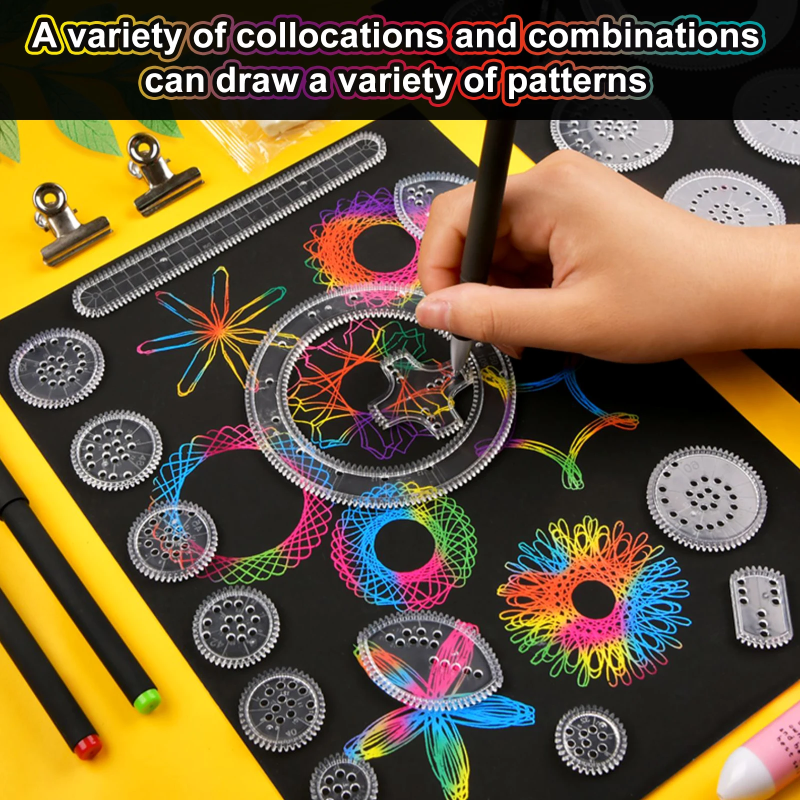 22pcs Spirograph Design Arts Craft Kit Classic Amazing Designs Rainbow Magic Scratch Off Paper Set Children Kids Drawing Toys