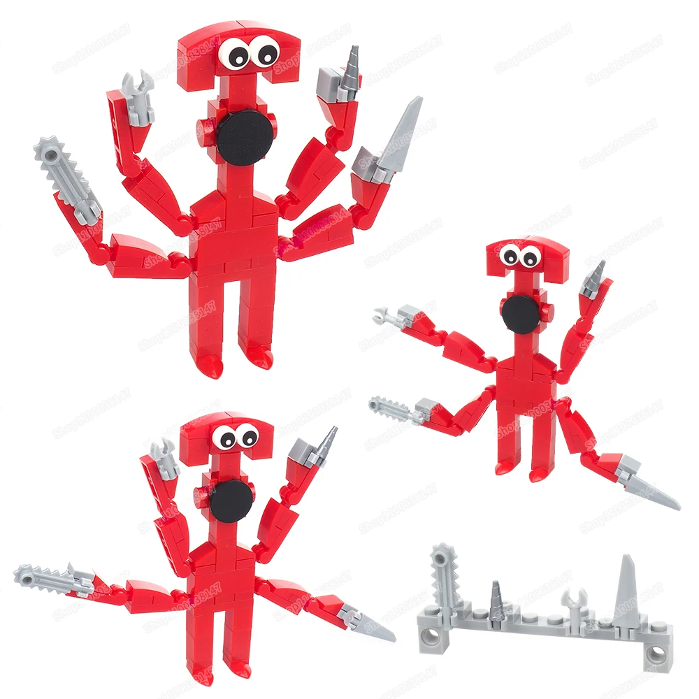 Red Weapons Tentacle Building Block Assembly Figures Banban Cute Monsters Kindergarten Mutation War Model Children Gift Boy Toys