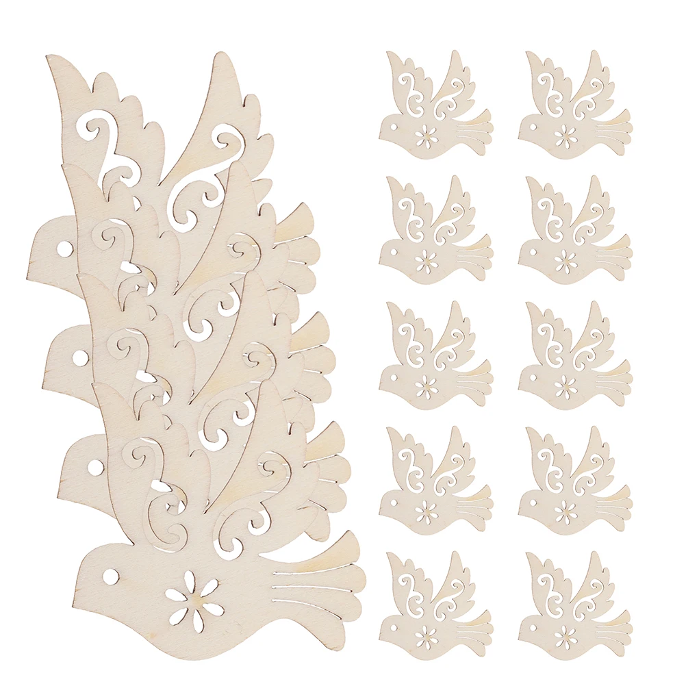 

100 Pcs Wooden Bird Pendant Unpainted Shapes Ornaments Cutout Slices Hanging Crafts Peace Dove Wood Craft Supplies Tools Parts