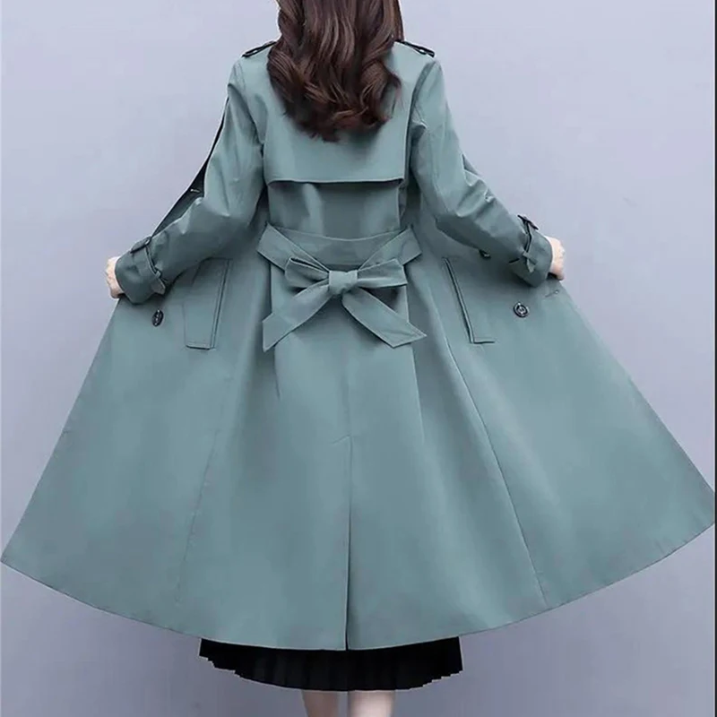 With Belt Long Big Size 4xl Trench Coats Double Breasted Slim Casual Korea Vintage Gabardina New Women Abrigos Fashion Windbreak