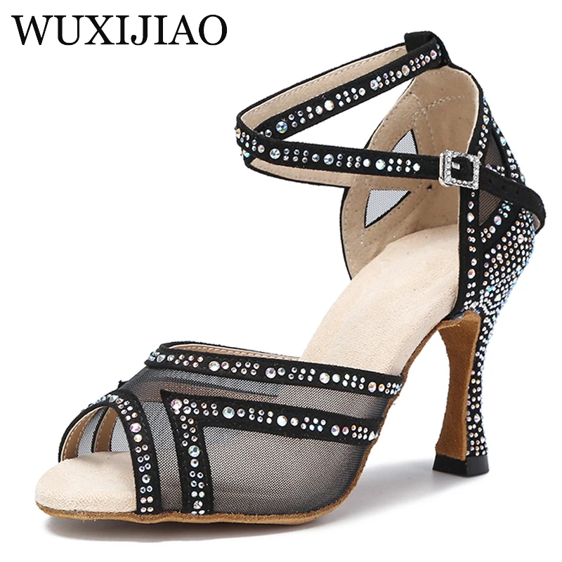 WUXIJIAO scarpe da ballo donna Tango Salsa scarpe da ballo latino per ragazze Ballroom Dance Heel scarpe da sposa rosse suola morbida sandali da donna