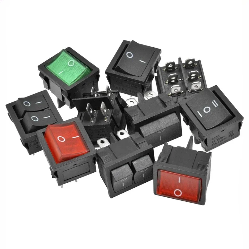 1pcs KCD5 21x24mm 21*24mm Rocker Switches Kit 4 Pin 6Pin 2 Position 3 Position 6A/12A 250VAC ON-OFF ON-OFF-ON